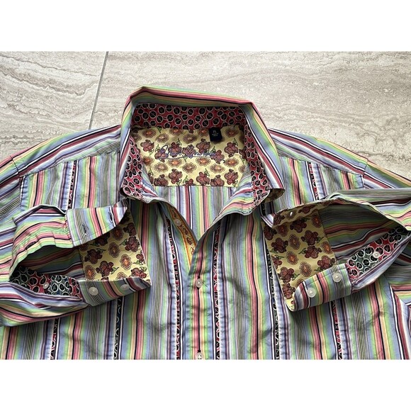 Robert Graham Rainbow Striped Flip Cuff Button Shirt Men’s Size XL X-Large - Picture 1 of 11